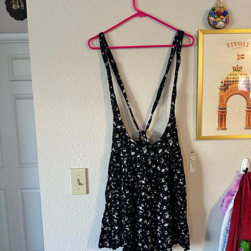 Free People Skirted Jumper L Tie Back Black
